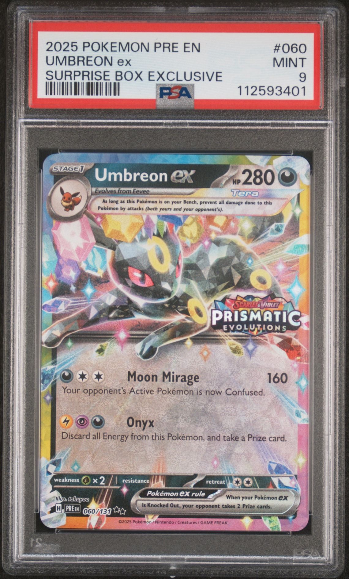 PSA 9 Umbreon ex Prismatic Evolutions Stamp 060/131 PRE