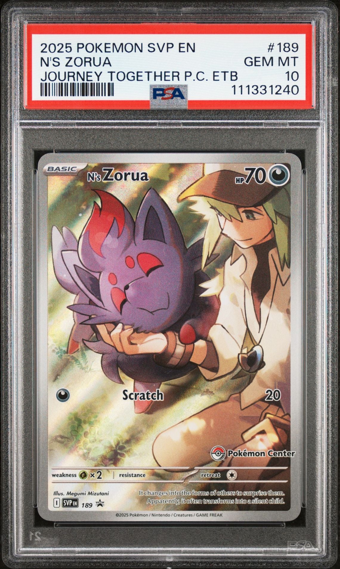 PSA 10 N's Zorua Pokemon Center Exclusive JTG